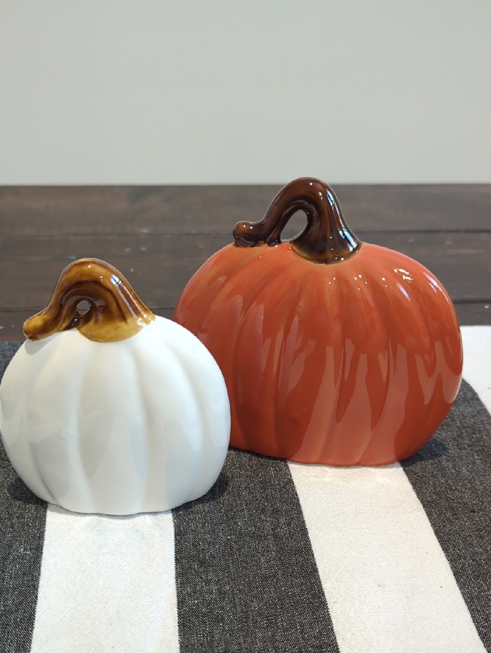 Decorative Ceramic Pumpkin Set - White and Orange